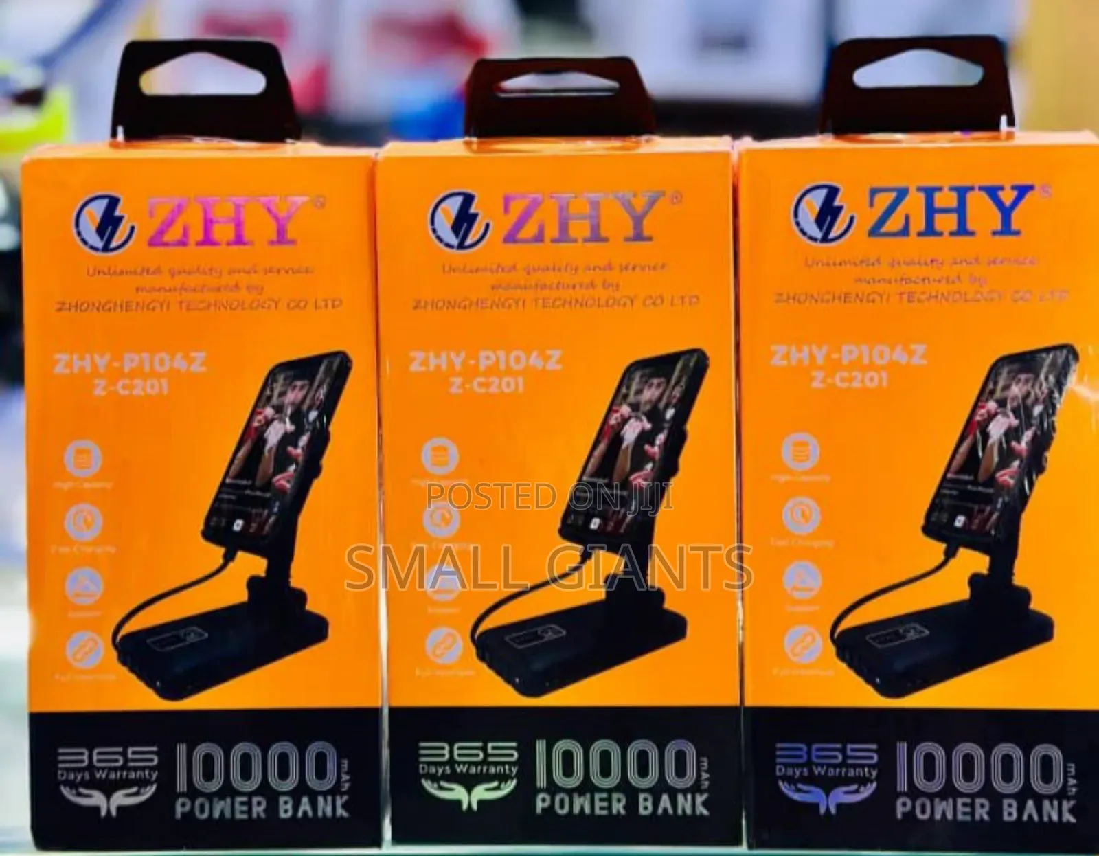 Zhy 2in1 10000mah Power Bank With Foldable Phone Holder L