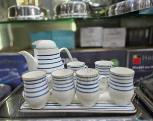 8pcs Blue Stripe Coffee Tea Set