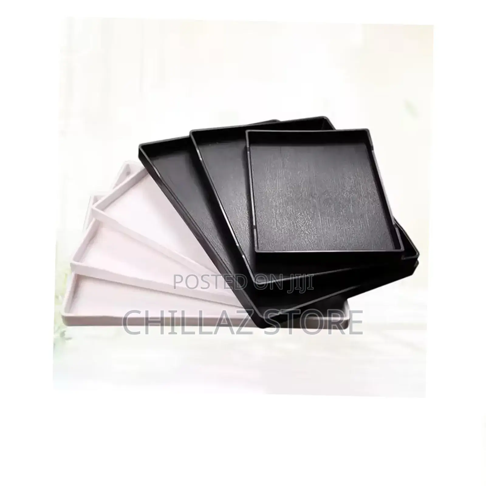 3 PCS Black Melamine Serving Trays.