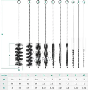 10pc Nylon Straw Small Bottle Cleaning Brushes