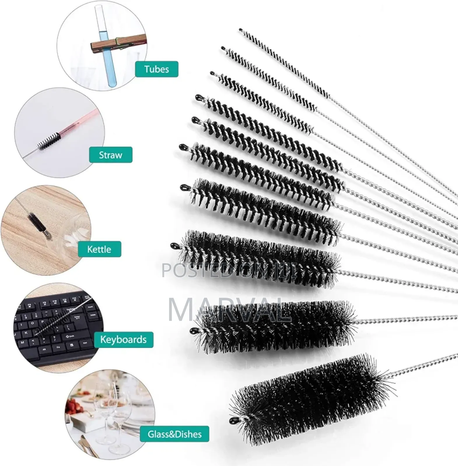 10pc Nylon Straw Small Bottle Cleaning Brushes