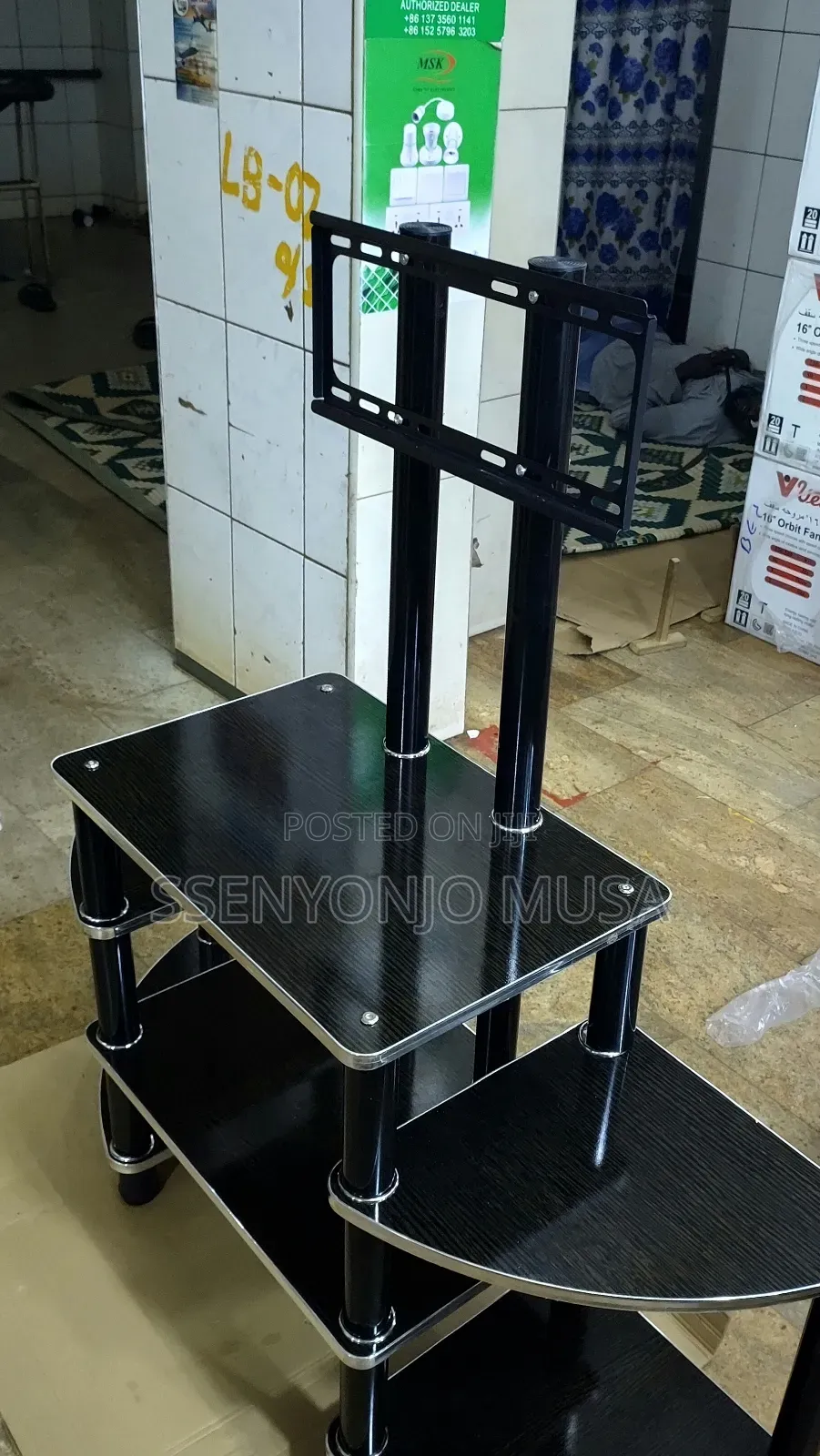 Wooden Ym Tv Stand - Black, Durable Quality (24-65 Inches)