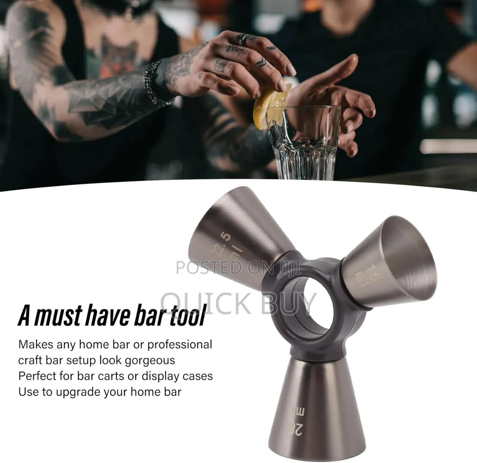New Stainless Steel 3-End Bar Measuring Cup