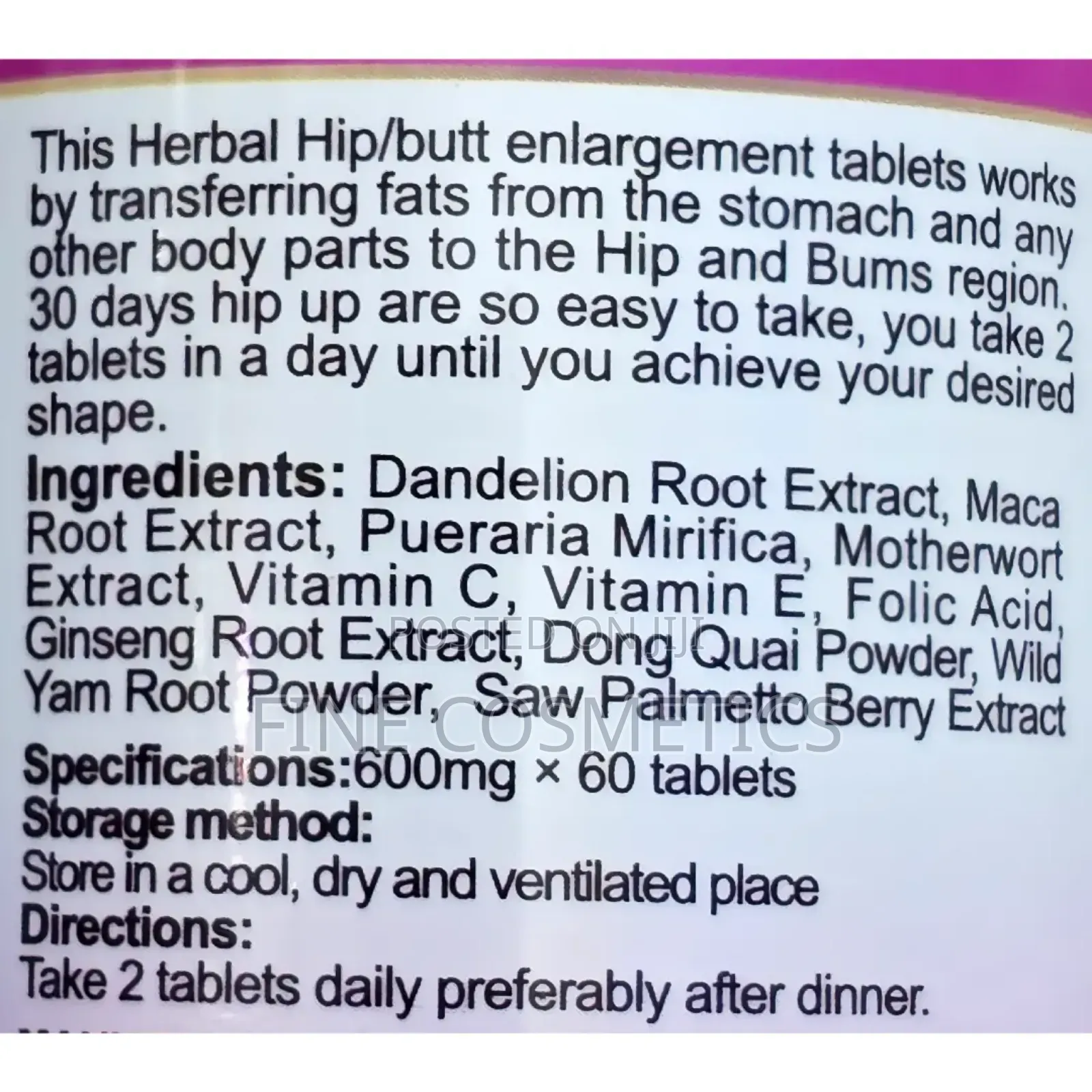 Original Butt Booster Hip and Buttock Curv Enlargement Pills