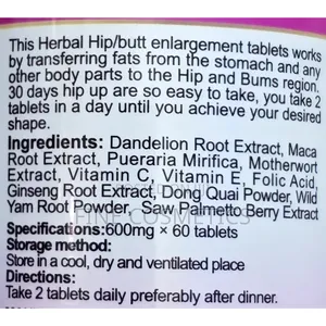 Original Butt Booster Hip and Buttock Curv Enlargement Pills