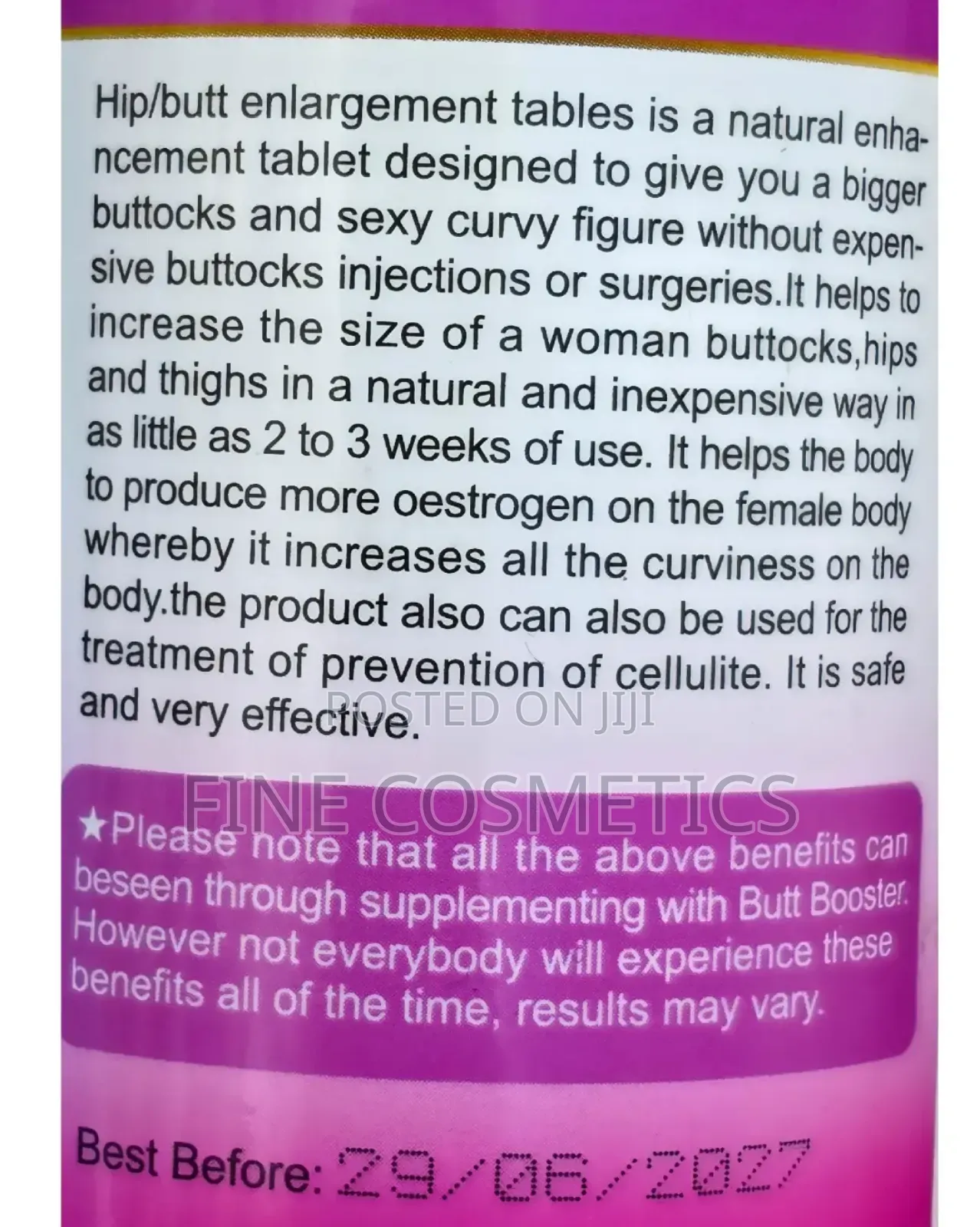Original Butt Booster Hip and Buttock Curv Enlargement Pills