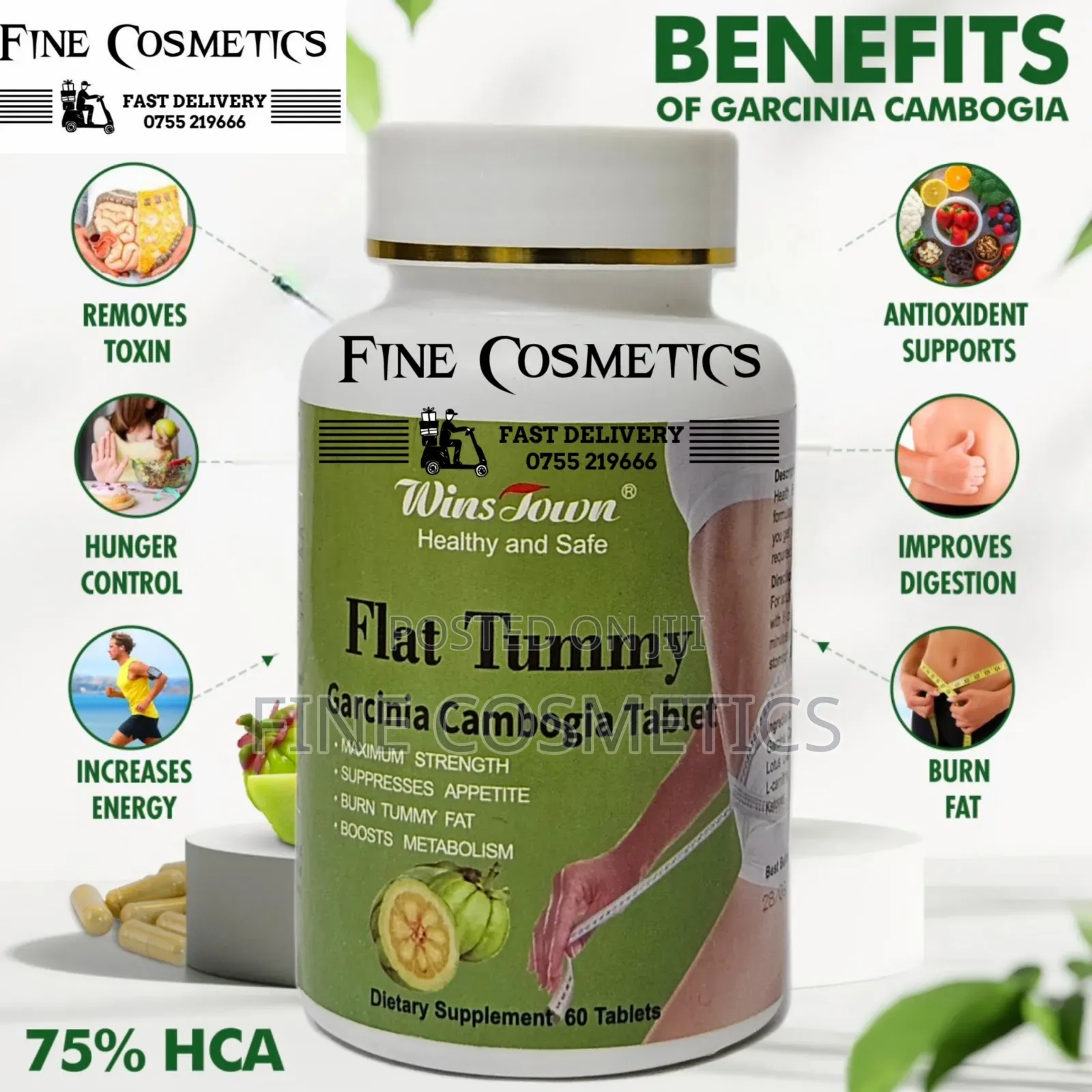 Flat Tummy Tablets Fat Burner Tumy Waist Slimming Weight Loss 60 Pills
