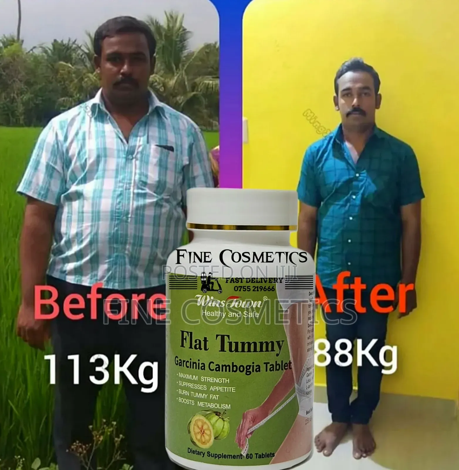 Flat Tummy Tablets Fat Burner Tumy Waist Slimming Weight Loss 60 Pills