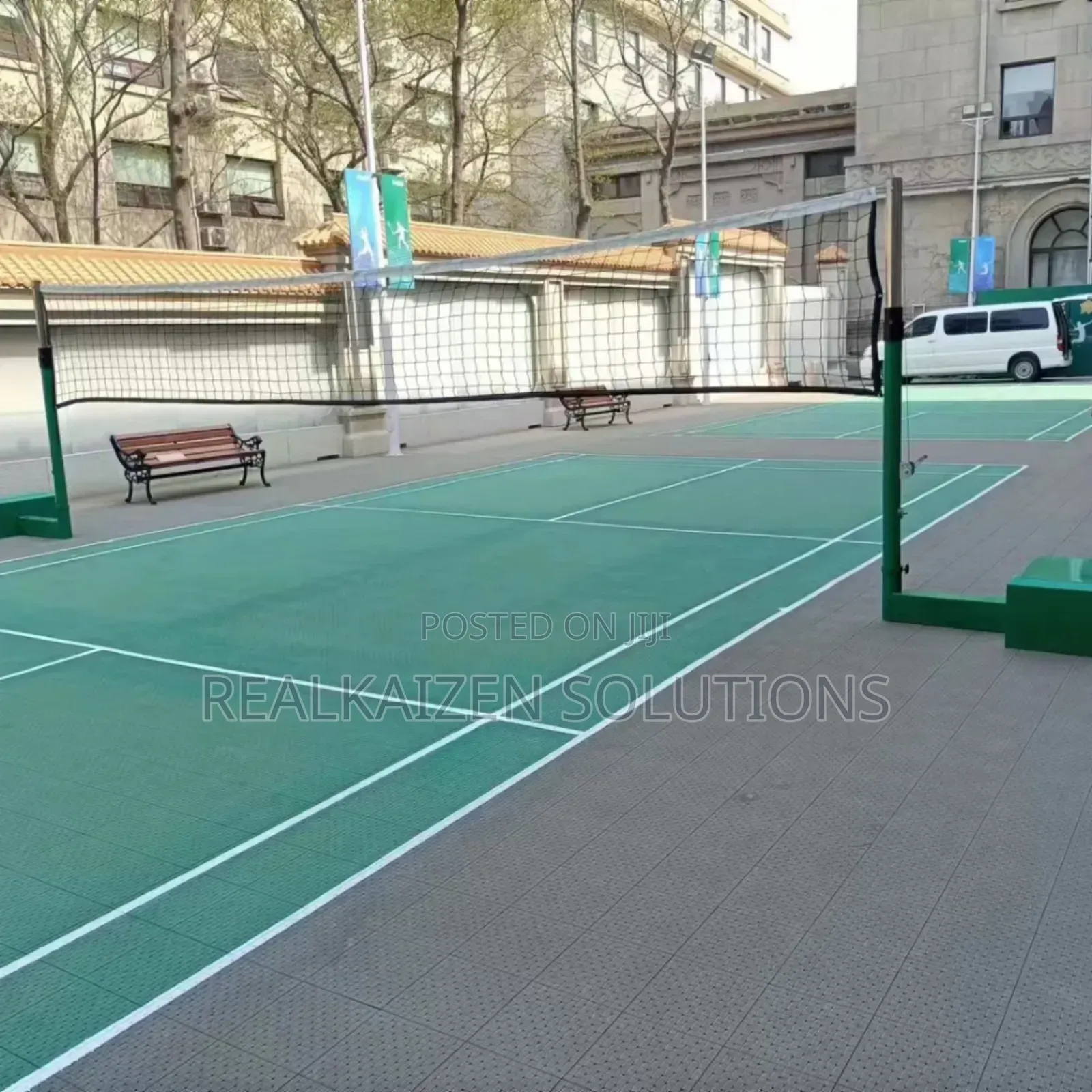 Outdoor Volleyball |Badminton Poles and Net With Stable Base