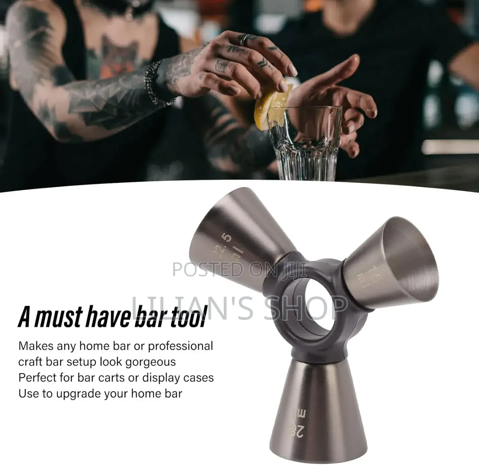 Stainless Steel 3-End Bar Measuring Cup