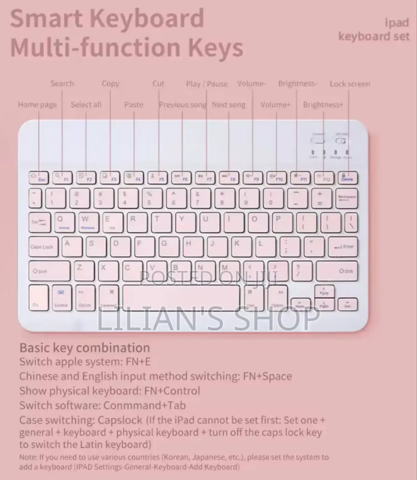 2in1 Bluetooth Keyboard and Mouse for iPad,Tablets Etc