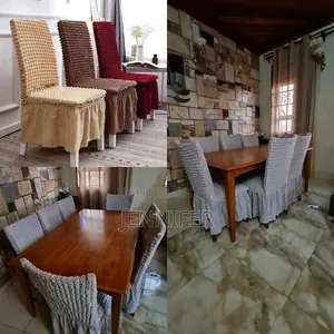 6pcs Skirt Style Non Fade Washable Dining Chair Covers