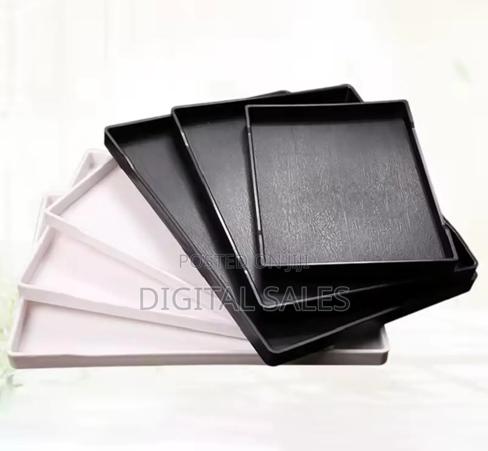 3 Pieces of Melamine Dinner Serving Trays Platters-Black.