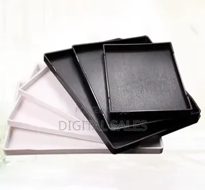 3 Pieces of Melamine Dinner Serving Trays Platters-Black.
