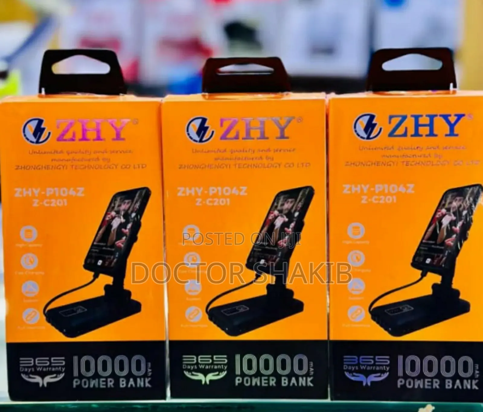 New Zhy 2 In1 10000mah Power Bank With Foldable Phone Holder