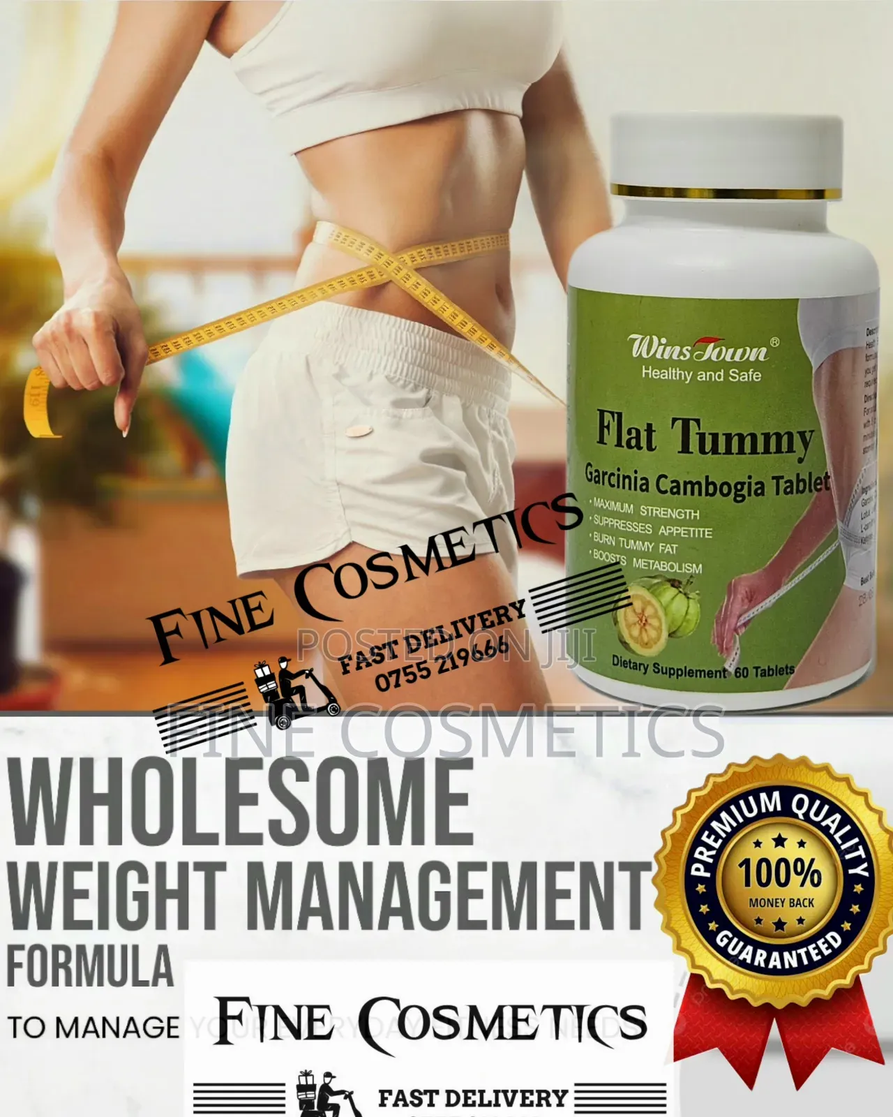Flat Tummy Tablets Fat Burner Tumy Waist Slimming Weight Loss 60 Pills