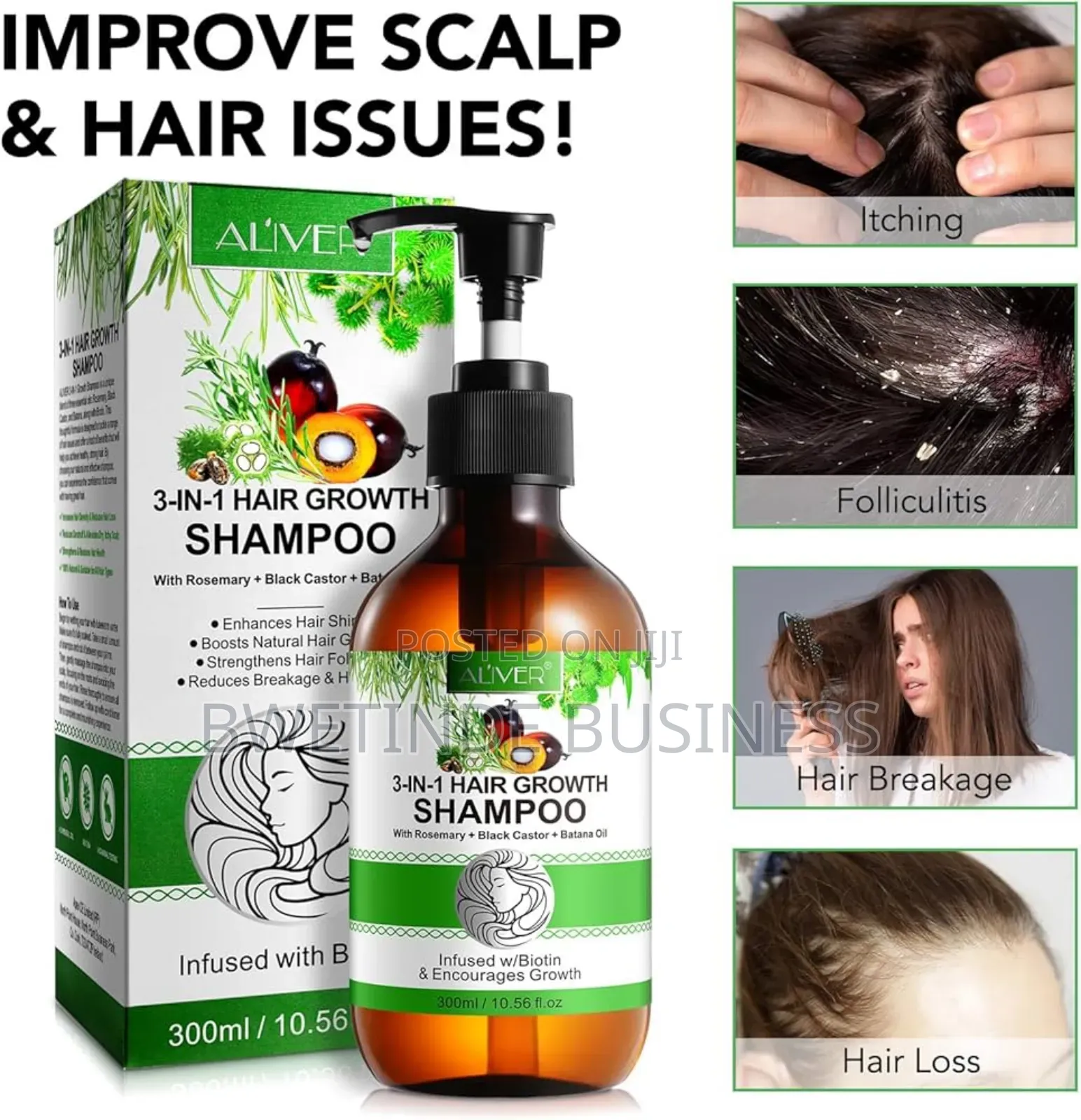 Aliver 3-in-1 Hair Growth Shampoo for Hair Health and Growth
