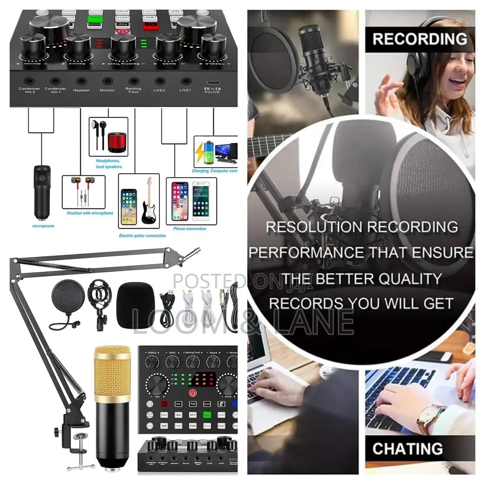 Sound Card Kit Condenser Microphone Set
