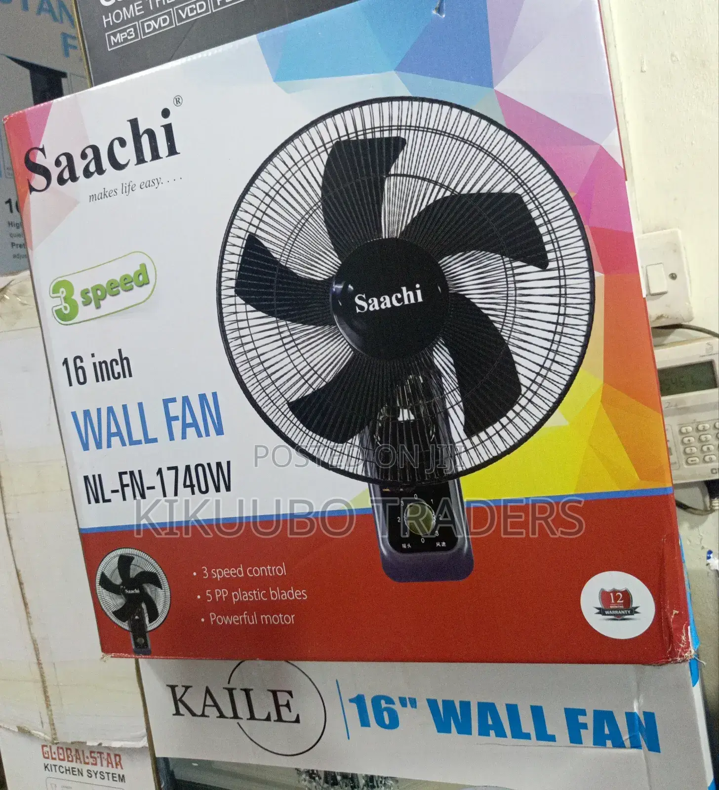 Saachi 3 Speed 16" Wall Fan