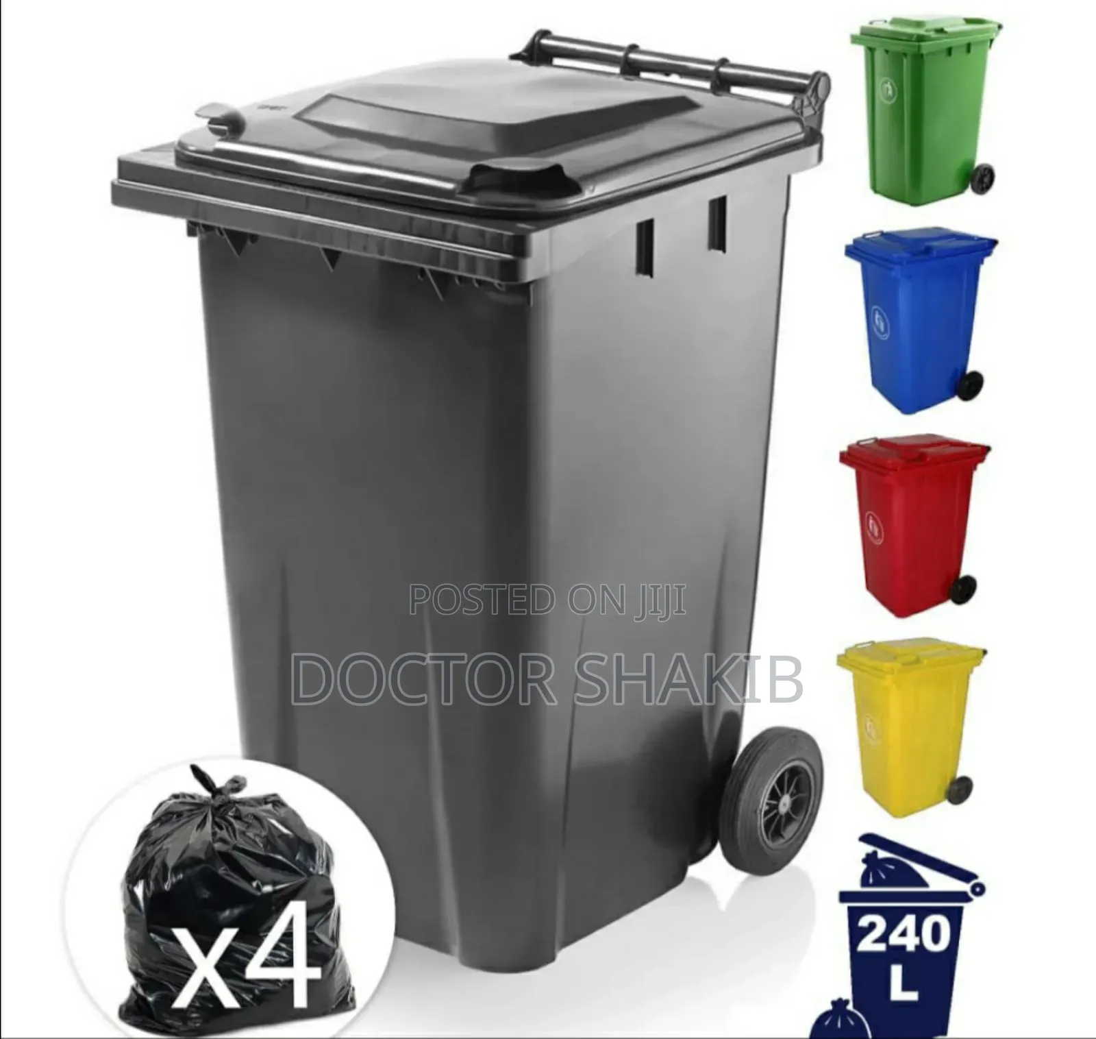 New 240l Plastic Outdoor Waste Bin With Wheels