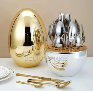 High Quality Golden/Silver Egg-Shaped Cutlery Holder-24pcs