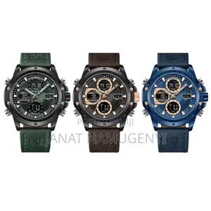Navi Force Leather Band Watch in Plain Colors