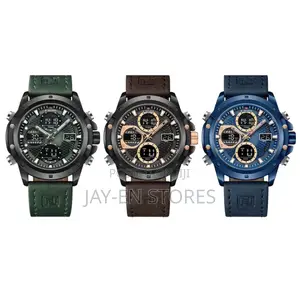 Navi Force Leather Band Watch in Plain Colors