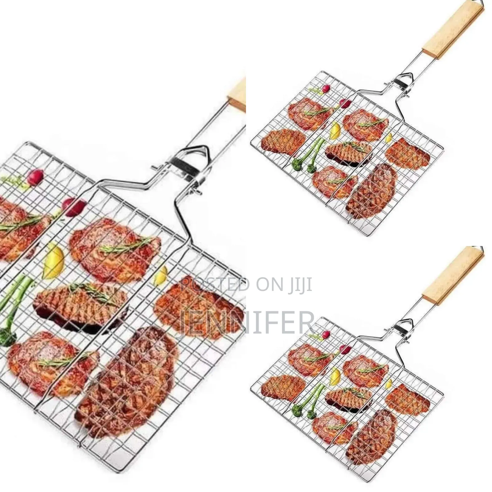 Large BBQ Grilling Net With Wooden Handle