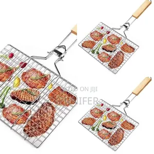 Large BBQ Grilling Net With Wooden Handle