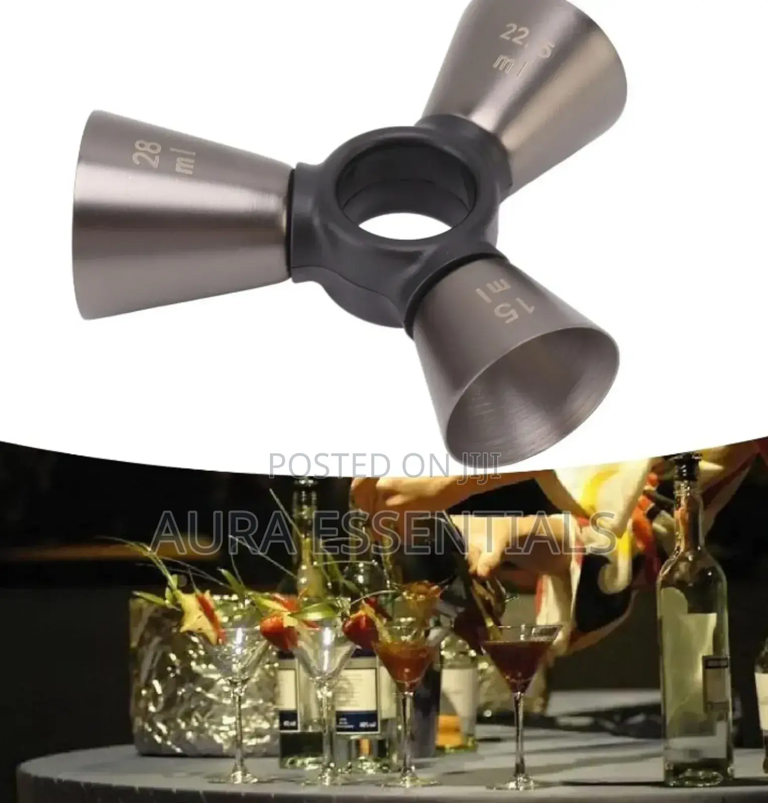 Stainless Steel 3-End Bar Measuring Cup