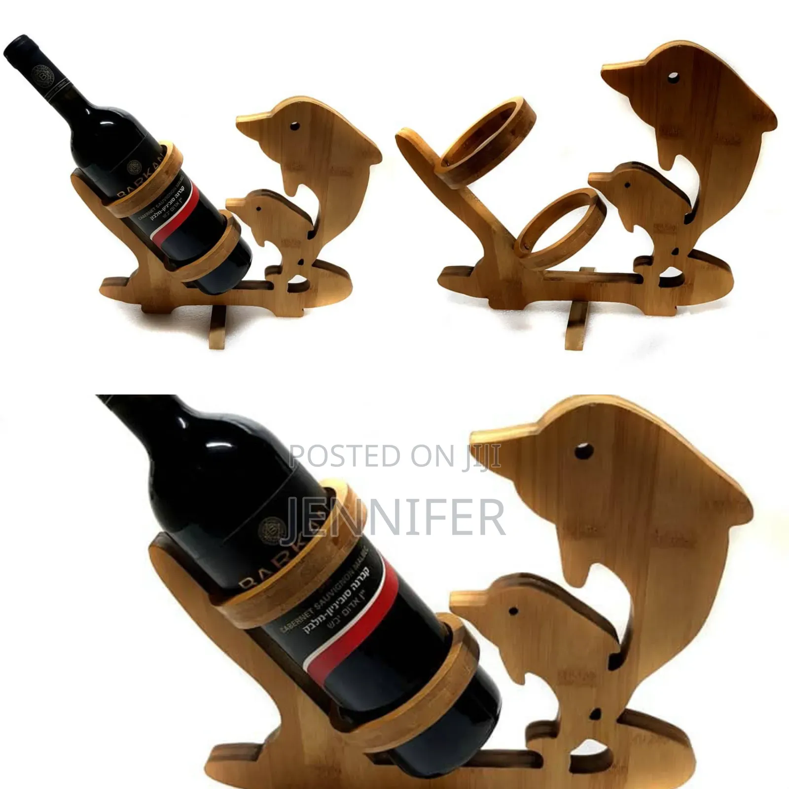 Wooden Dolphin Style Wine Rack Holder