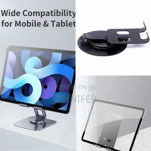 Portable Metallic Rotating Desk Tablet and Phone Stand