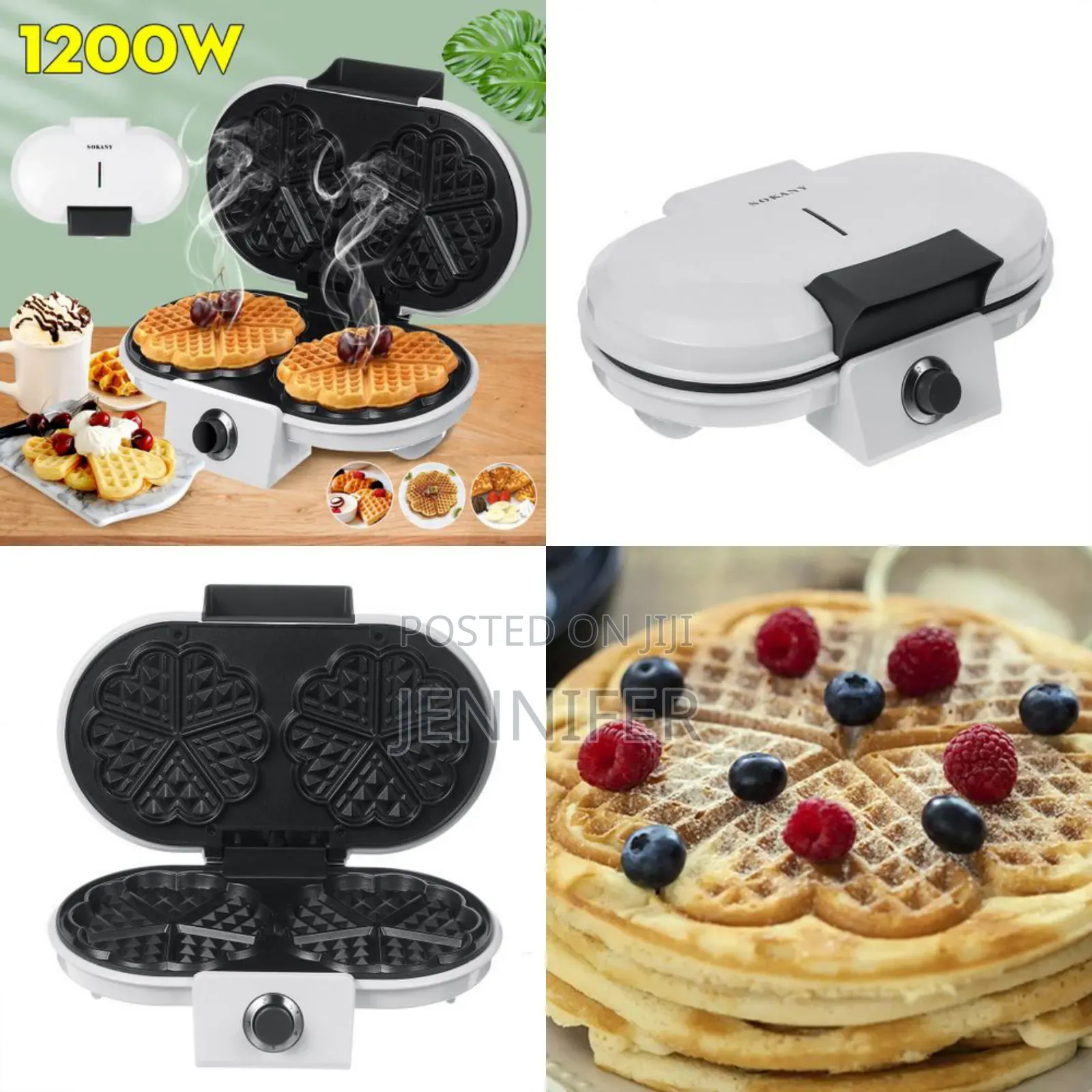 High Power Heart Double Waffle Making Machine