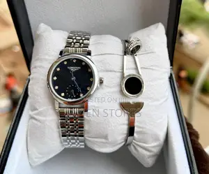 Longines Silver Watch With Black Display