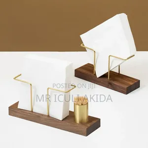 Wooden Base Paper Towel Tissue Holder WTH Toothpick Holder