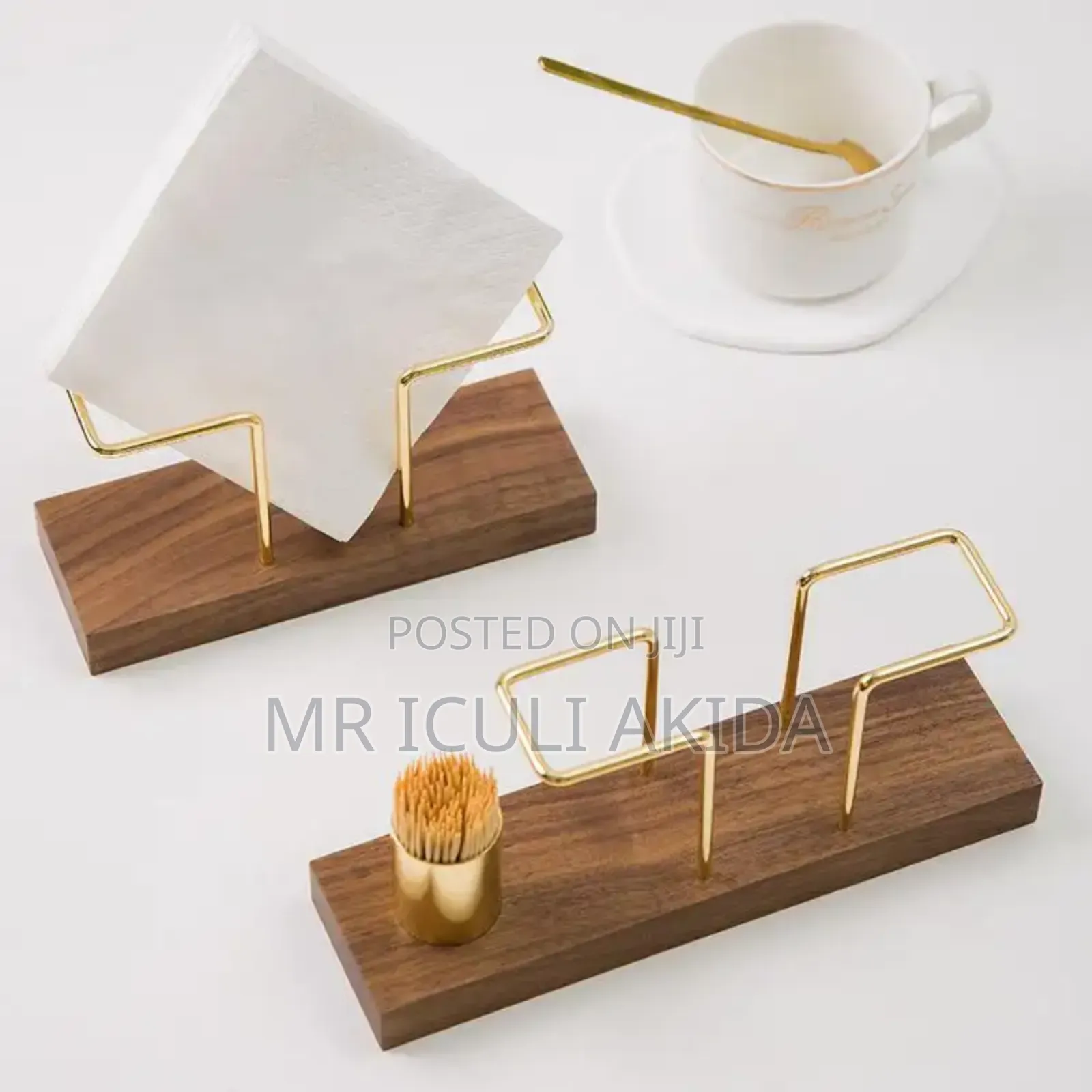Wooden Base Paper Towel Tissue Holder WTH Toothpick Holder