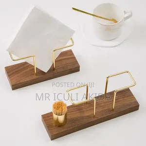 Wooden Base Paper Towel Tissue Holder WTH Toothpick Holder