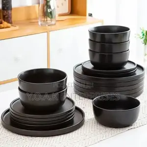 Dinner Set Black With Gold Folks