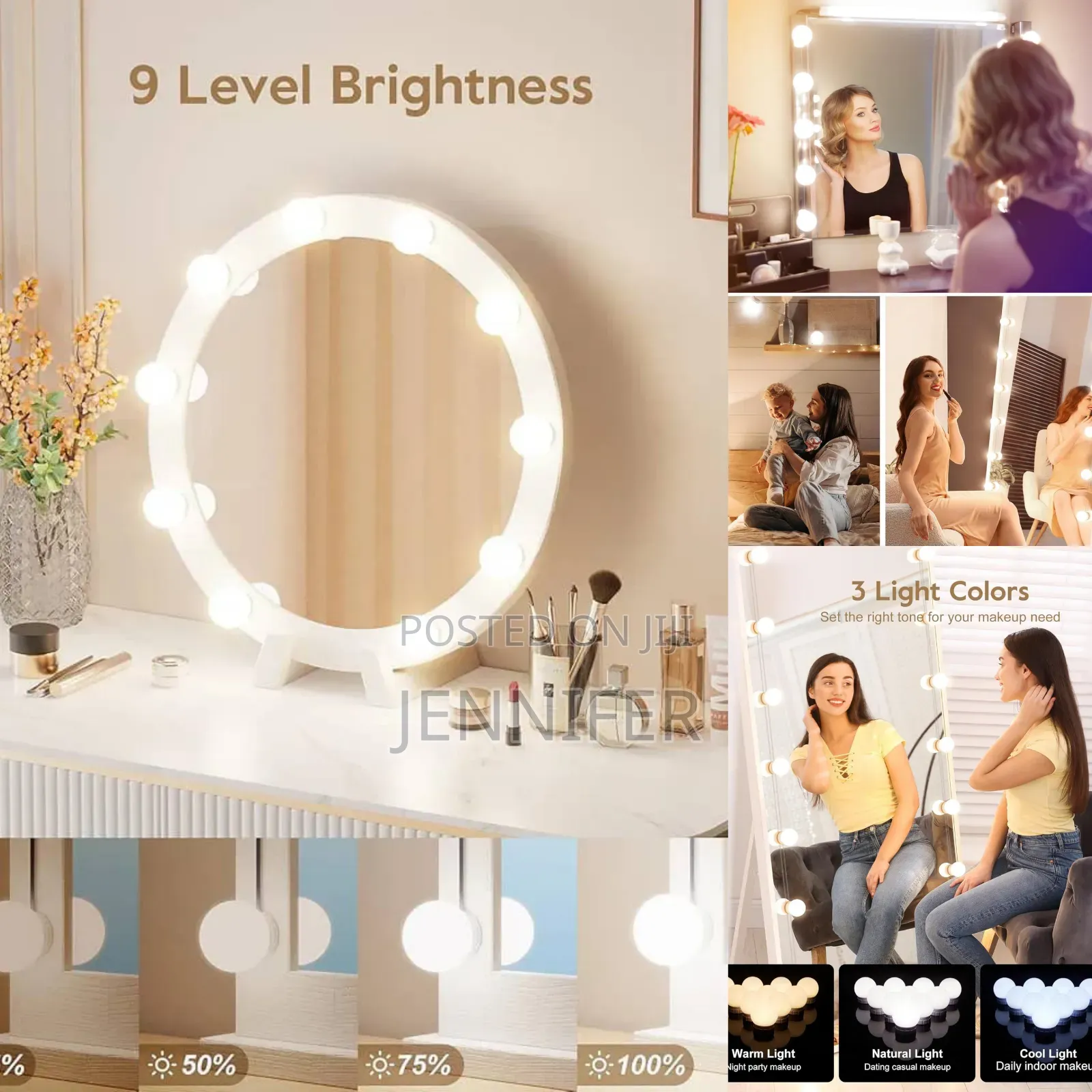 White and Warm Light Dimmable Make Up Mirror Lights