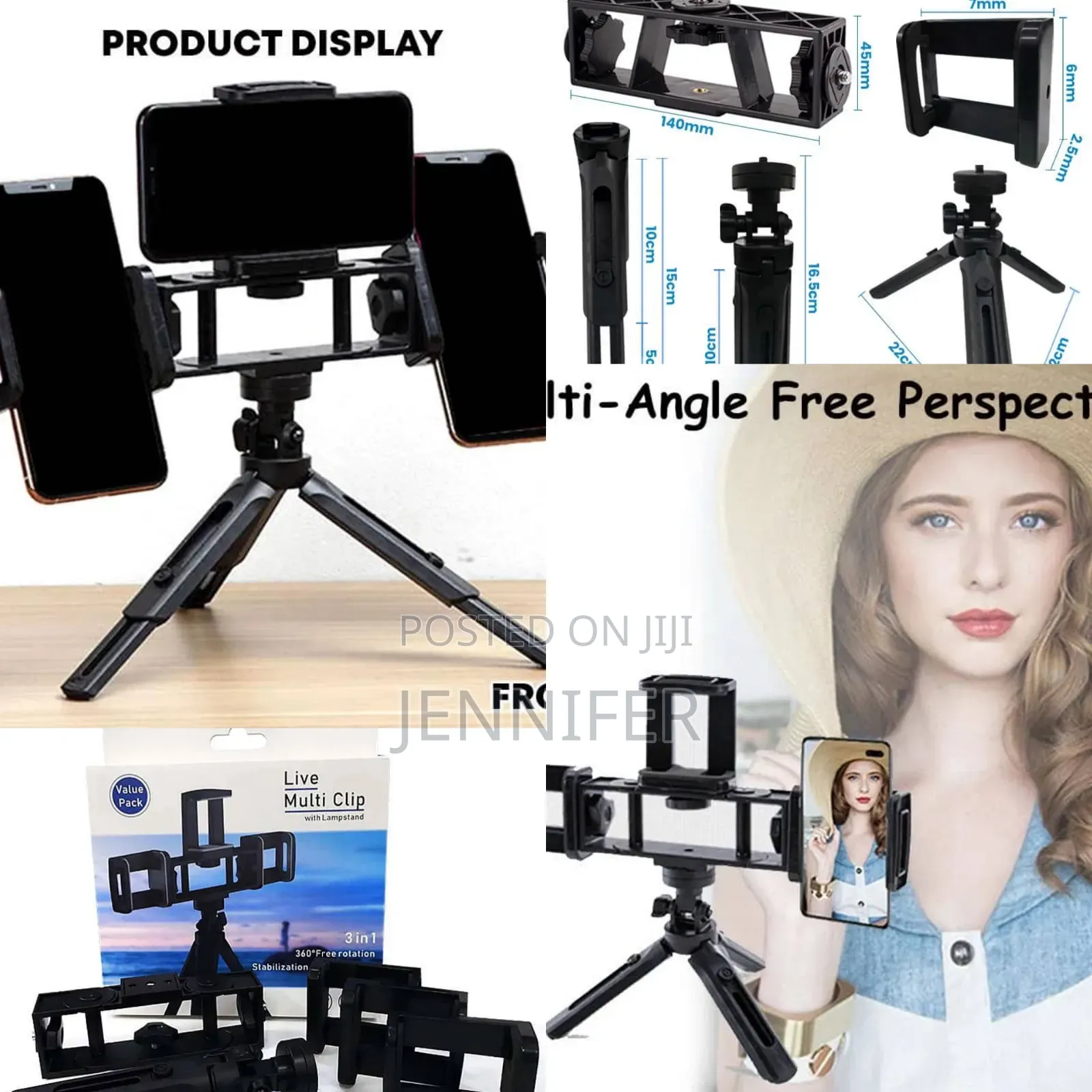 Tripod Mountable Triple Phone Holder