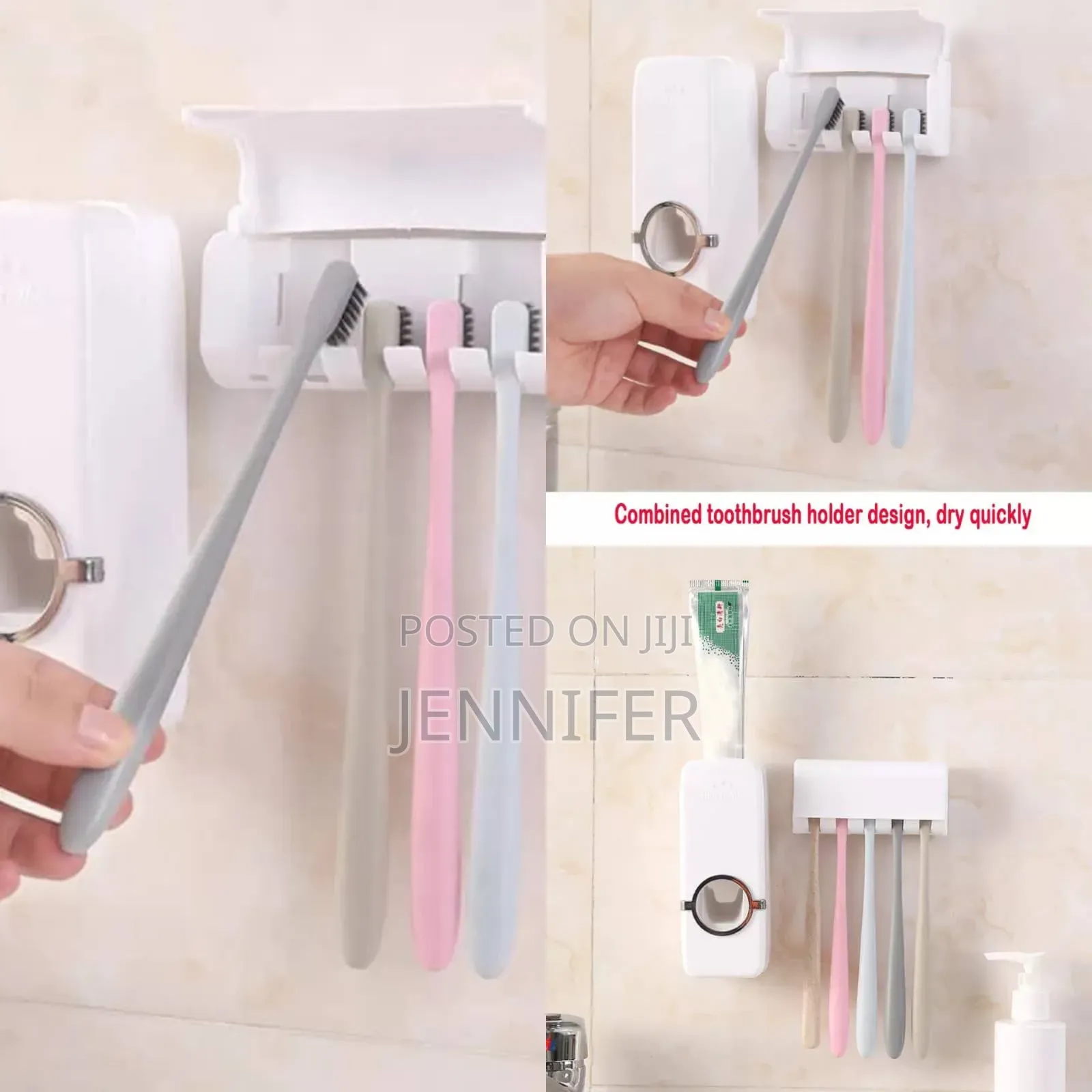 Simple No Drill Toothpaste Dispenser and Toothbrush Holder