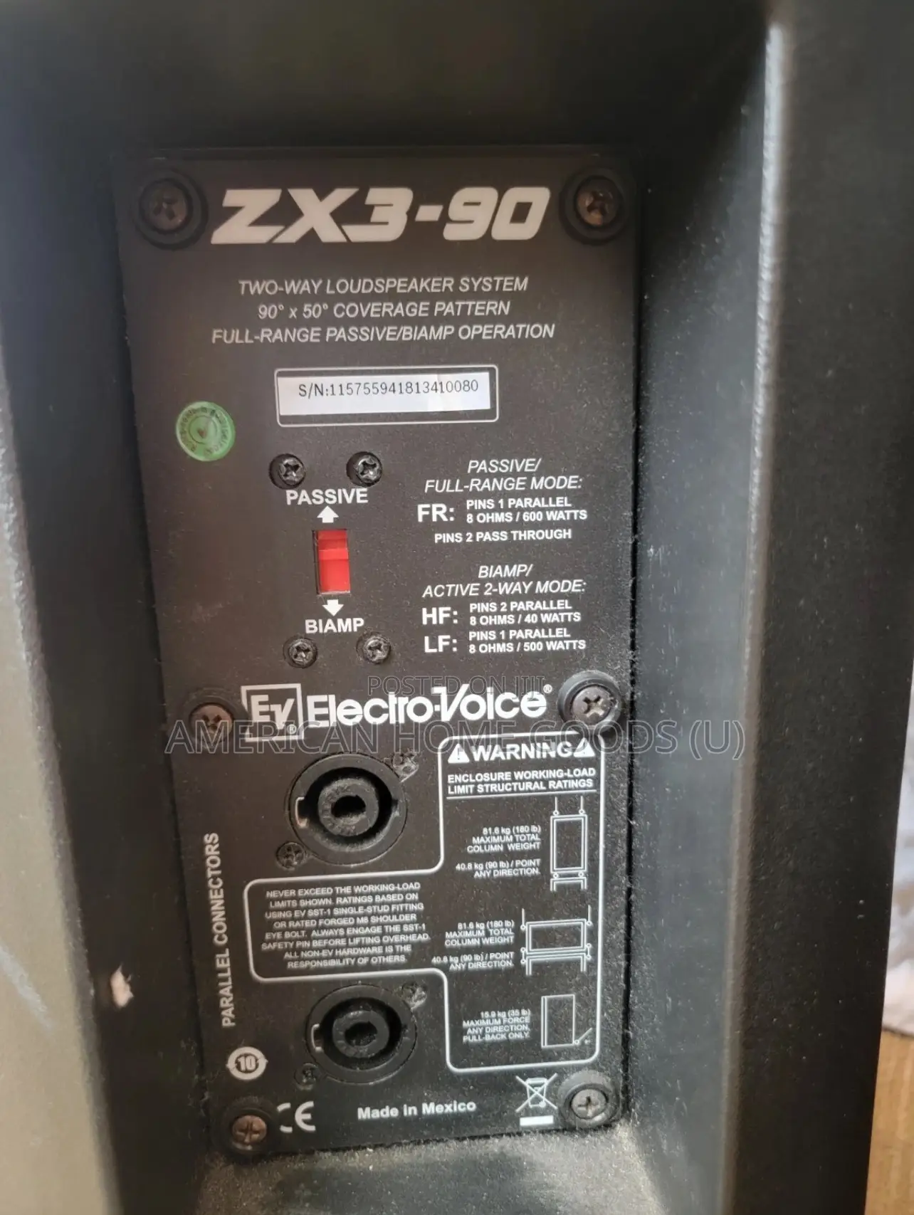 Pair of Electro-Voice Zx3-90 12" 600w Loudspeaker System