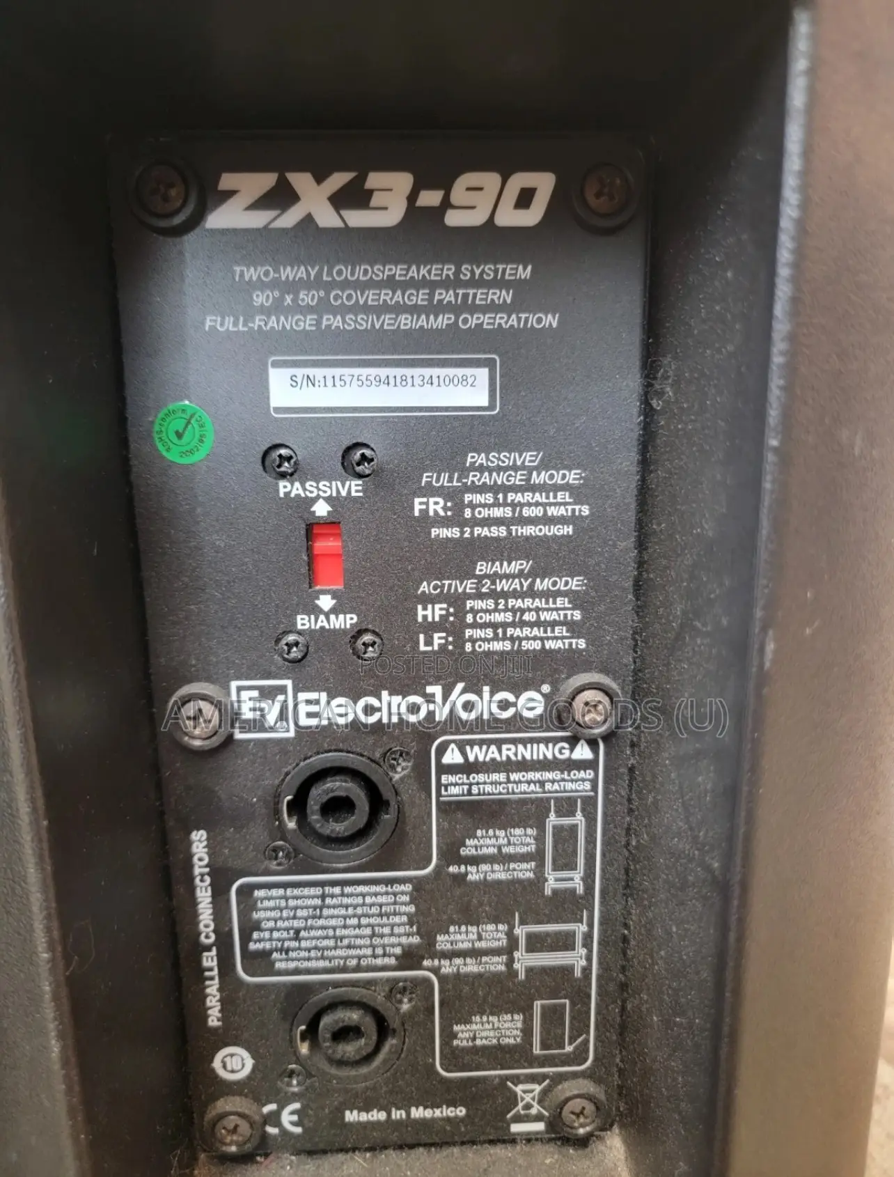 Pair of Electro-Voice Zx3-90 12" 600w Loudspeaker System