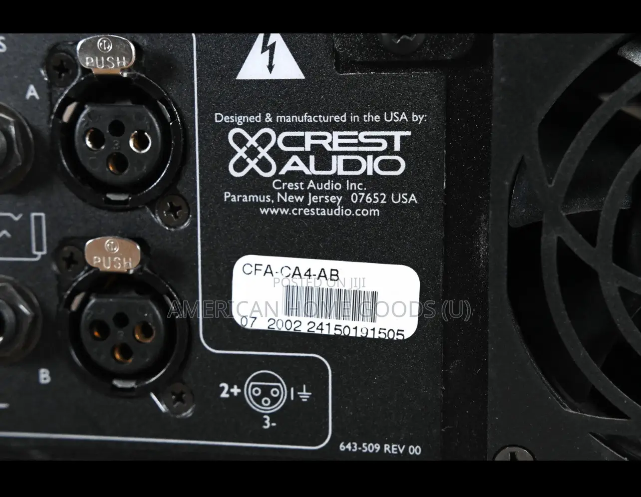 Original Crest Audio Ca4 2-Channel Power Amplifier