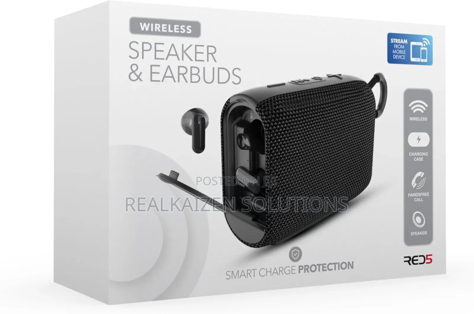 Uk Red5 Bluetooth Earbuds Rechargeable Speaker Charging Case