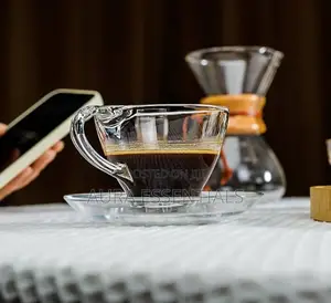 12pcs Clear Glass Tea/Coffee Cup With Saucer Saucer
