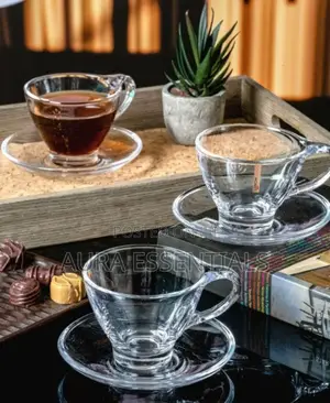 12pcs Clear Glass Tea/Coffee Cup With Saucer Saucer