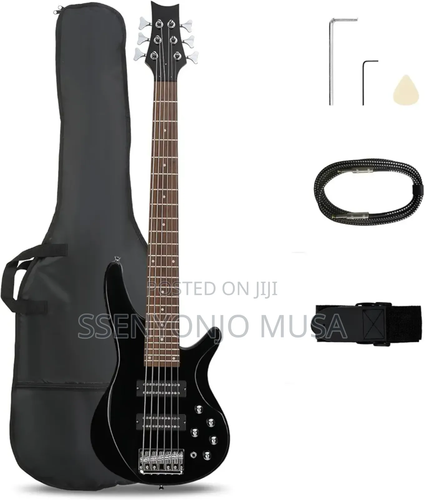 Electric Bass Guitar - 6-String With Professional Hh Pickup