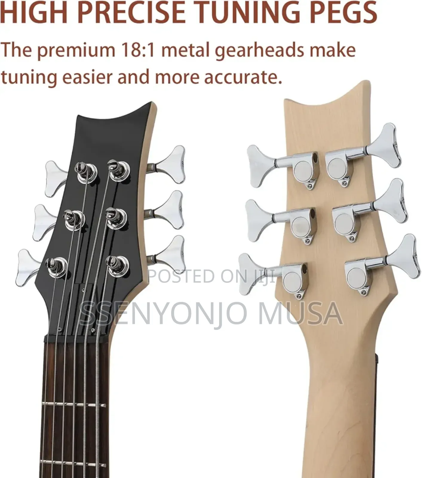 Electric Bass Guitar - 6-String With Professional Hh Pickup