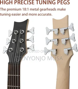 Electric Bass Guitar - 6-String With Professional Hh Pickup